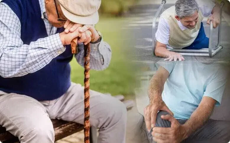 Seniors struggling with ordinary canes before switching to a smart walker cane